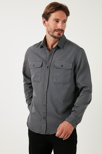 Buratti Pamuklu Çift Cepli Regular Fit Gömlek Erkek GÖMLEK CF25W128858