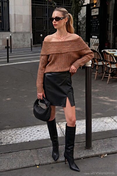 Lela Standard Fit Madonna Collar Knitwear Sweater Pullover 4615216