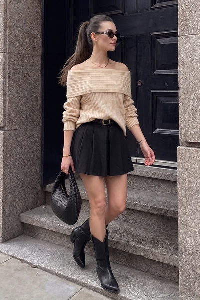 Lela Oversize Fit Madonna Collar Knitwear Sweater Women's Sweater 4615216
