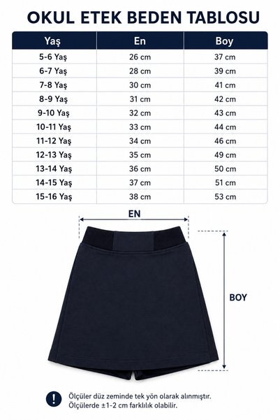 Beniizle Okul İçin Kız Çocuk Şort Etek
