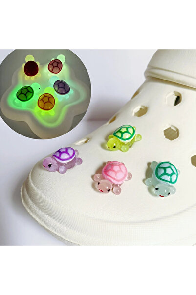 Choice 4pcs 4pcs Glow-In-The-Dark Cute 3D Turtle Detachable Shoe Charms Decor...