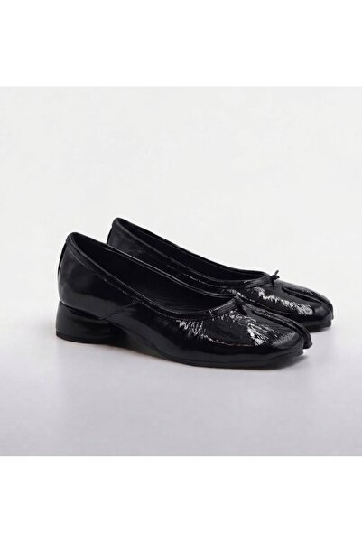 Ega ayakkabı Women's Genuine Leather Heeled Tabi Shoes