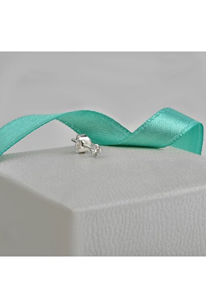jelux silver Gümüş 925 Ayar 3 Mm Tek Zirkon Taşlı Çivili Tekli Küpe