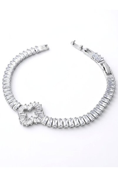 Siya Silver Figured Silver Color Baguette Waterway Bracelet