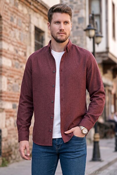 Buratti Pamuklu Regular Fit Düğmeli Yaka Kışlık Gömlek Erkek GÖMLEK CF24W127079