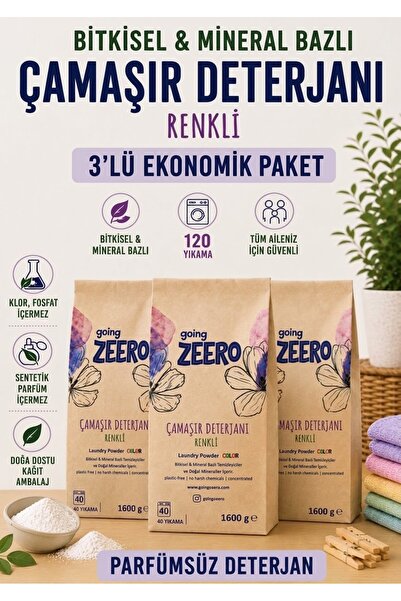 Going Zeero Renkli Çamaşırlar İçin Doğal Çamaşır Deterjanı - Bitkisel Mineral...