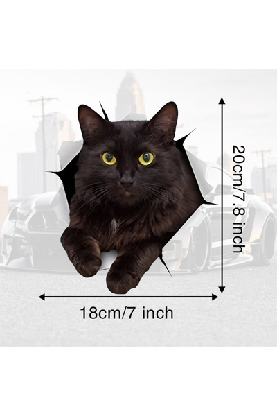 Choice 18x20cm DS05-18x20cm-PVC 3D Cat Stickers, Black Cat Wall Decals, Cat S...