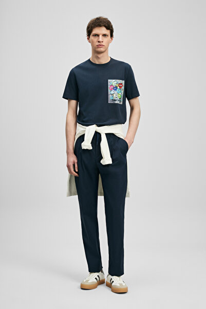 Lufian Tricou Charlie Modern Graphic, Albastru Marin