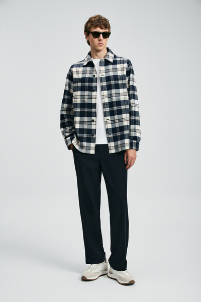 Lufian Kor Men's Basic Shirt Regular Fit Navy Blue