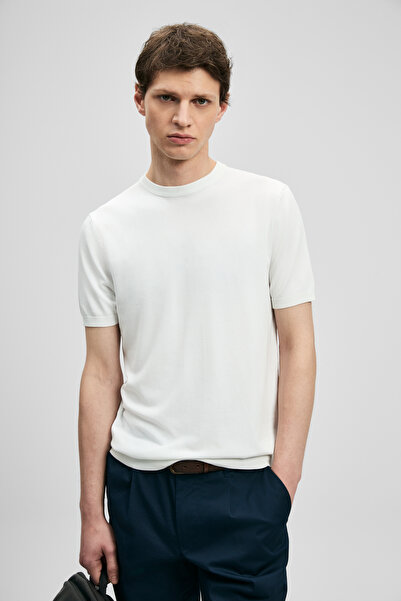 Lufian 111090156 Tıno Erkek Modal Karışımlı T- Shirt Erkek T-Shirt BEYAZ