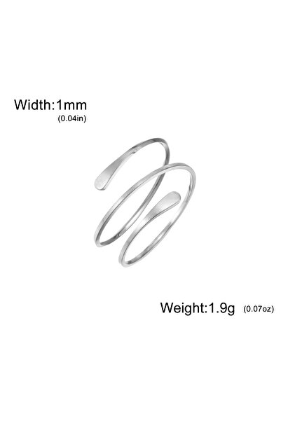 Choice resizable Steel Color Trendy Geometry Multi Layer Line Open Ring Stain...