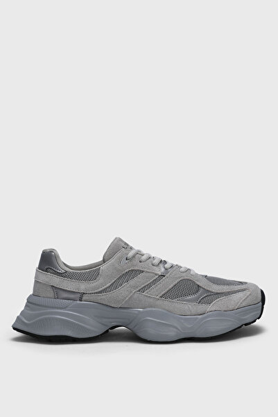 Lufian Mark Men's Leather Sneaker Shoes Gray