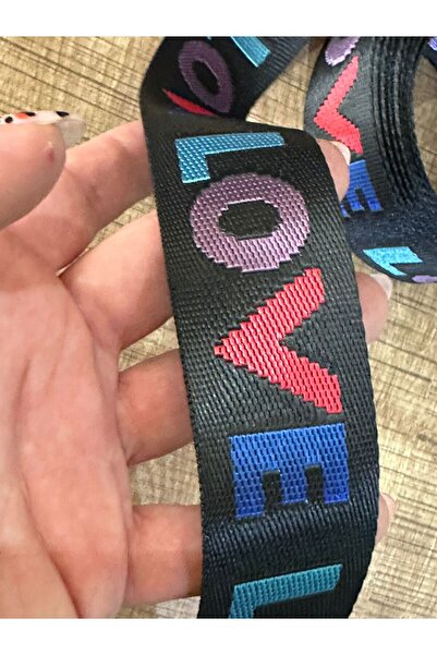 Gönülden Tasarım Colorful Love Written Ribbon Sewing Clothing Bag Applique Wi...