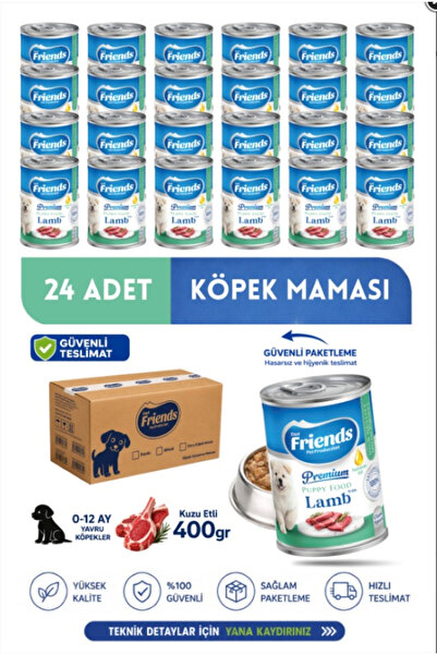 Friends Premium Kuzu Etli Yavru Köpek Konservesi 24x400 gr (Chunk Special)