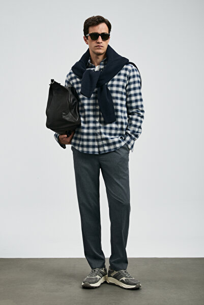 Lufian Duke Men's Basic Shirt Regular Fit Navy Blue