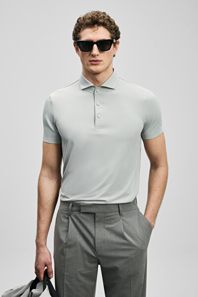 Lufian Tricou polo Spencer Hi-Tech fără cusături, gri deschis
