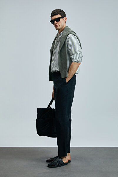Lufian Pantaloni chino pentru bărbați Karl Smart, slim fit, negri