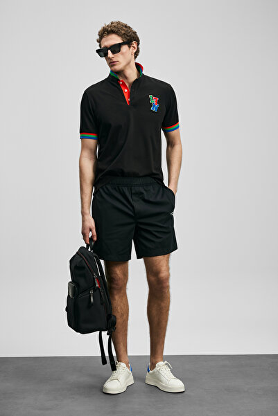 Lufian Fun Smart Bărbați tricou polo Negru