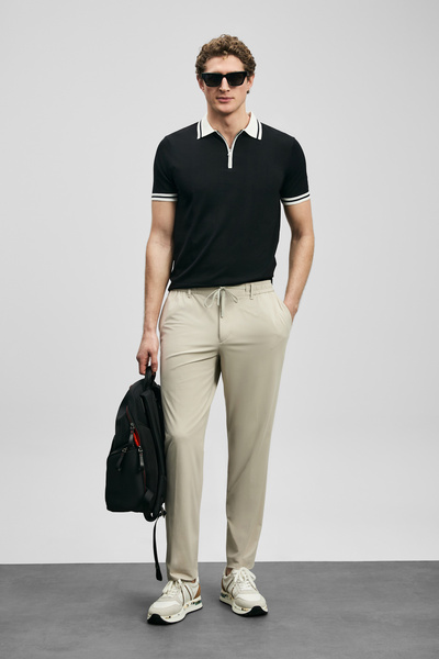 Lufian Pantaloni chino pentru bărbați Calep Smart, croială slim, bej