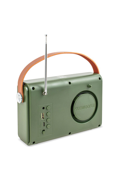 Electromures Radio retro cu difuzor Bluetooth Electromures EM 1005, 5V, 1500 mAh, Autonomie 6 h, Verde