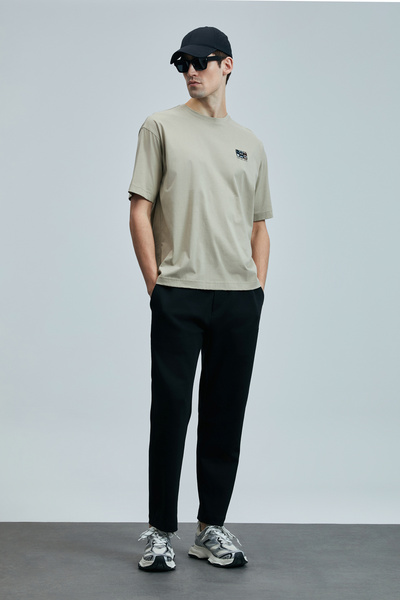 Lufian Mask Modern Graphic T-Shirt Beige