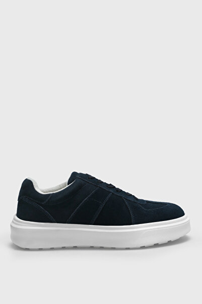 Lufian Jaques Men's Leather Sneaker Shoes Navy Blue