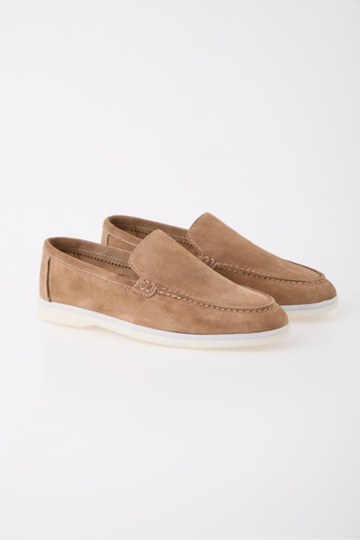aladdin & sons Azure Bej Süet Hakiki Deri Erkek Loafer Ayakkabı