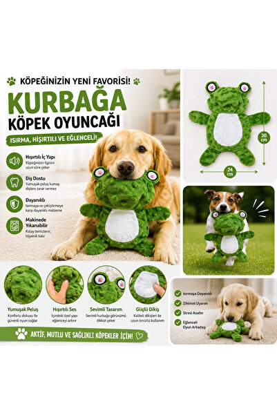 MİANNA Köpek Hışırtılı Peluş Oyuncak Kurbağa Figürlü Çiğneme ve Oyun Oyuncağı