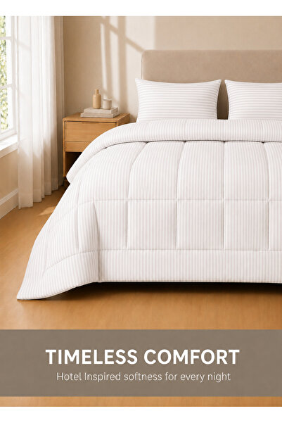 Hotel Linen Klub Stripe Comforter Set- Ultra Soft Brushed Microfiber Fabric, Soft Siliconized Fiber Filling