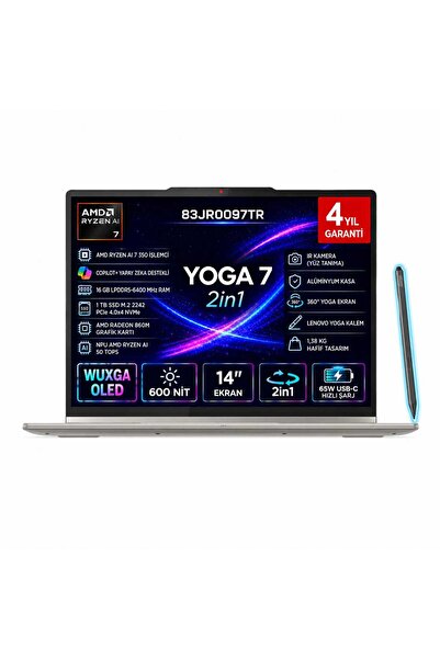 LENOVO YOGA 7 AMD Ryzen AI 7 350 CPU 16 GB 1 TB M2 SSD CoPilot + AMD Ryzen AI...