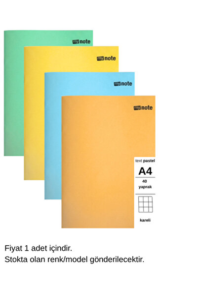 Mynote Text Pastel Notebook A4 40 Sheets Squared 1 Piece
