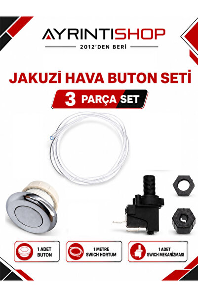 AYRINTISHOP Jakuzi Hava Buton Seti 1 Adet Buton - 1 Metre Swich Hortum - 1 ad...