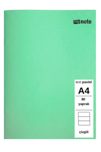Mynote TEXT PASTEL DEFTER A4 80 YAPRAK ÇİZGİLİ 3 ADET