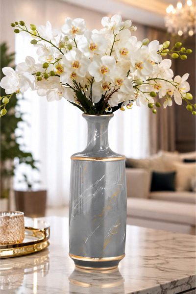 ANGDESİGN Bodrum Ceramic Vase Small - Gray •• Modern Ceramic Vase Decorative ...