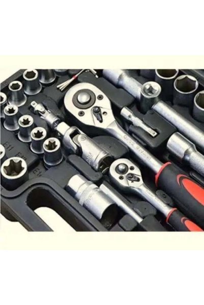 OEM Trusă Chei Tubulare 108 Piese Cr-V, Clicheți Reversibili 1/2 și 1/4, cu C...