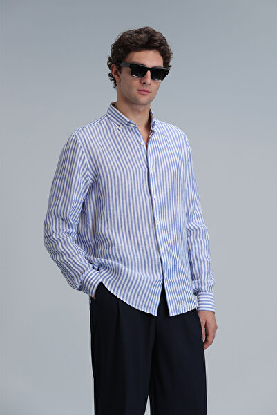 Lufian New Erkek Basic Gömlek Regular Fit Mavi