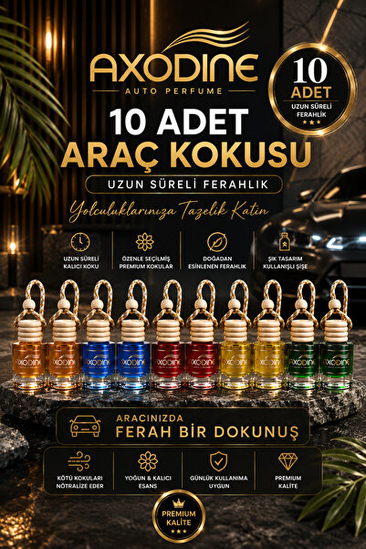 axodine Yüksek Yayılımlı Dekoratif Şişe Oto - Araç Kokusu 10 ml ( 10 ADET )