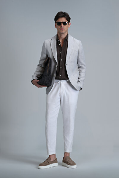 Lufian Leo Smart Erkek Chino Pantolon Slim Fit Beyaz