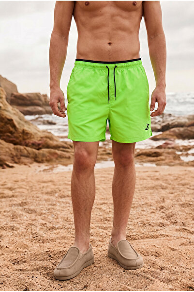 DAMGA JEANS Men's Trendy Summer Green Swim Shorts with Elastic Waist