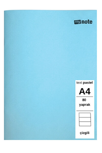 Mynote TEXT PASTEL DEFTER A4 80 YAPRAK ÇİZGİLİ 3 ADET