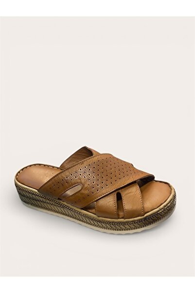 Kristal İrm.07 Full Orthopedic Genuine Leather Inside and Out Women's Slippers