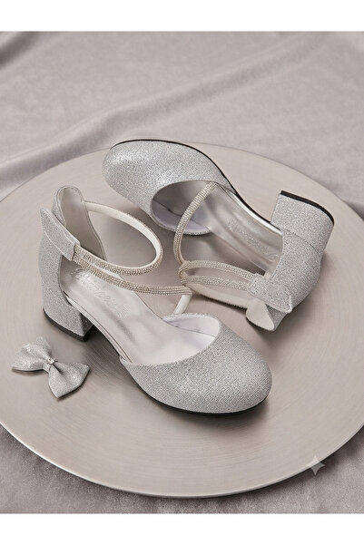 PATİK BEBE Pantofi de seară eleganți pentru fete, de culoare argintie, confor...