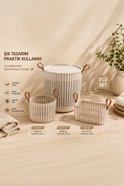 Porsima 4315 Kapicino 3'lü Sepet Seti – Banyo Mutfak Organizeri, Tezgah Üstü ...