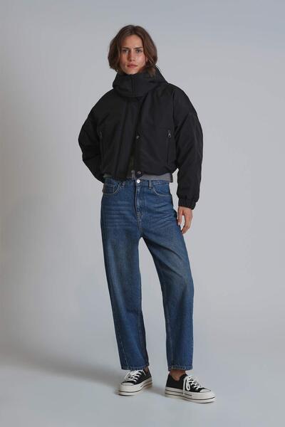 Lufian Lotus Denim Mom Fit pentru femei - Talie înaltă, albastru