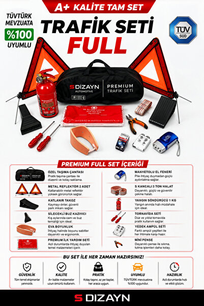 S Dizayn S-Dizayn Premium Araç Trafik Seti Full Paket 12 Parça A+ Kalite TRFK
