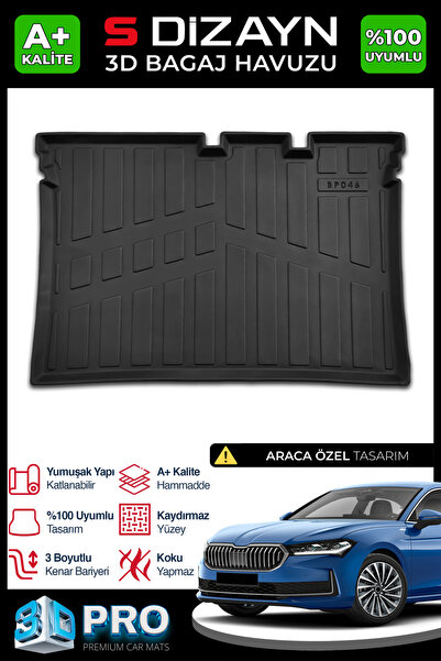 S Dizayn S-Dizayn Skoda SuperB 3D Pro Bagaj Havuzu 2024 Üzeri A+ Kalite 3BH-S...