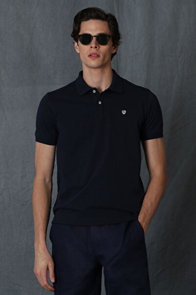 Lufian Laon Sports Polo Neck Men's T-Shirt Dark Navy Blue