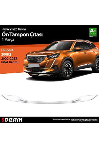 S Dizayn S-Dizayn Peugeot 2008 2 Krom Ön Tampon Çıtası 2020-2023 (Mat Krom) 6...