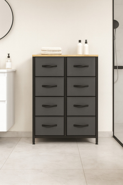 moniev 8 Çekmeceli Banyo Düzenleyici Deri Çekmeceli Banyo Organizer Çok Amaçl...
