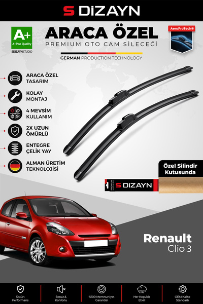 S Dizayn S-Dizayn Renault Clio 3 HB Ön Cam Silecek Seti 2005-2012 Premium Ara...